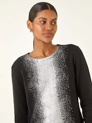 Roman Black Foil Print Crew Neck Knit Jumper - Image 4 of 5