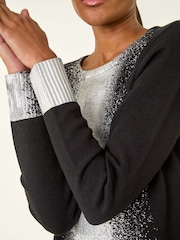 Roman Black Foil Print Crew Neck Knit Jumper - Image 5 of 5