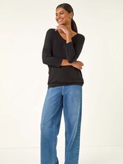 Roman Black V-Neck Jersey Stretch T-Shirt - Image 2 of 5