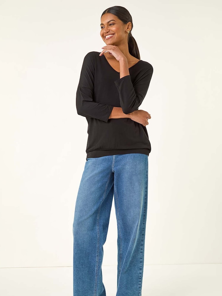 Roman Black V-Neck Jersey Stretch T-Shirt - Image 2 of 5