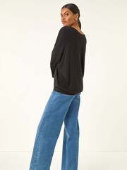 Roman Black V-Neck Jersey Stretch T-Shirt - Image 3 of 5