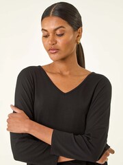 Roman Black V-Neck Jersey Stretch T-Shirt - Image 4 of 5