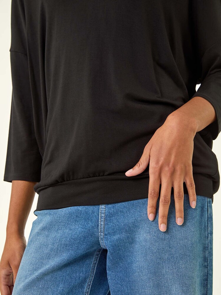 Roman Black V-Neck Jersey Stretch T-Shirt - Image 5 of 5 Roman Black V-Neck Jersey Stretch T-Shirt - Image 5 of 5