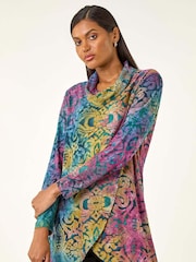 Roman Blue Textured Burnout Print T-Shirt - Image 3 of 5