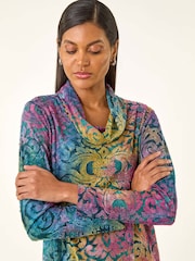 Roman Blue Textured Burnout Print T-Shirt - Image 4 of 5