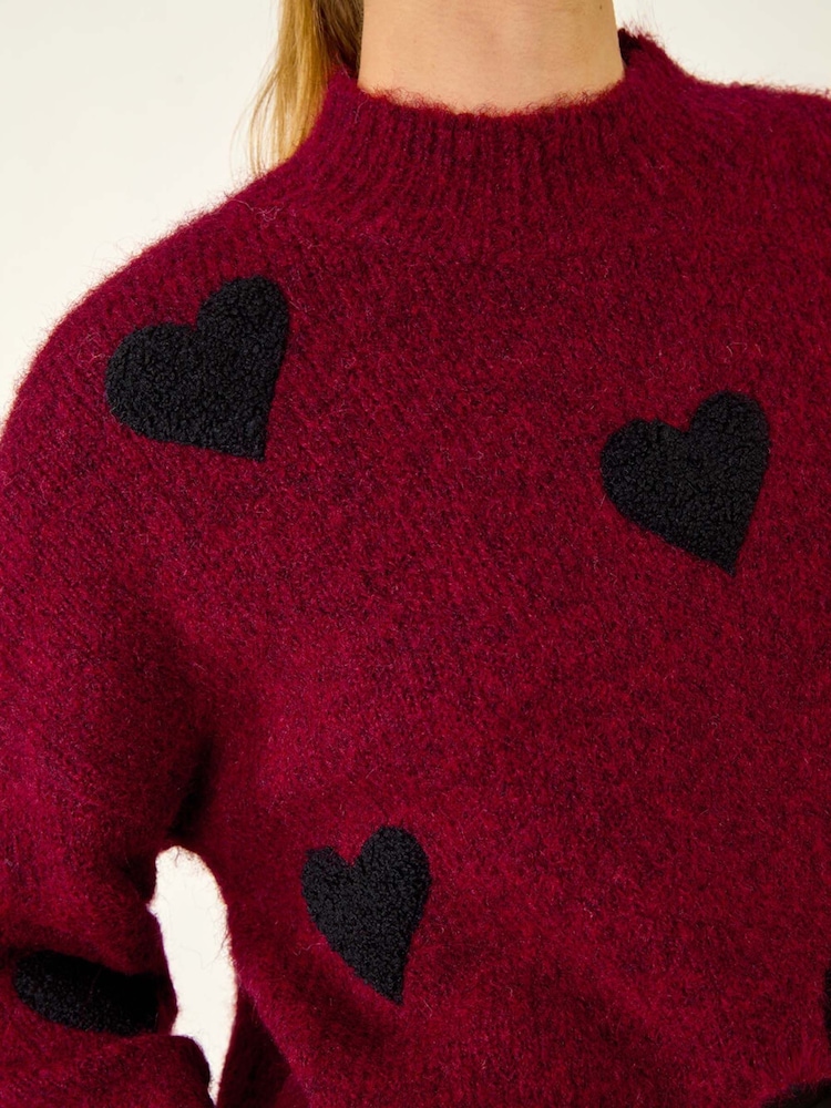 Roman Red Scattered Heart Knit Jumper - Image 5 of 5 Roman Red Scattered Heart Knit Jumper - Image 5 of 5