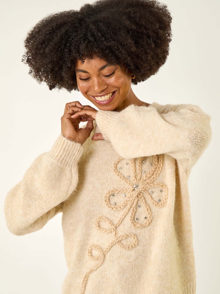 Roman White Cornelli Floral Knit Jumper - Image 1 of 5