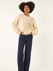 Roman White Cornelli Floral Knit Jumper - Image 2 of 5