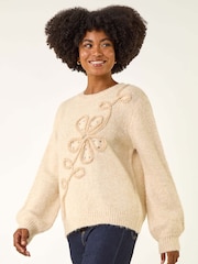 Roman White Cornelli Floral Knit Jumper - Image 4 of 5