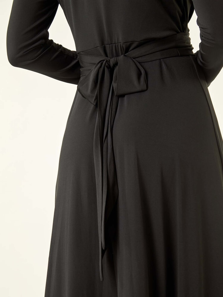 Roman Black Twist Front Stretch Midi Dress - Image 5 of 5 Roman Black Twist Front Stretch Midi Dress - Image 5 of 5