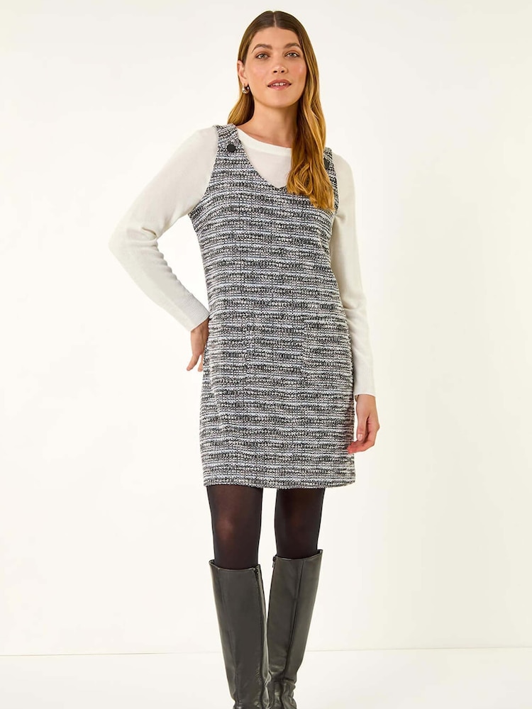 Roman Grey Textured A-Line Pocket Dress - Image 2 of 5 Roman Grey Textured A-Line Pocket Dress - Image 2 of 5