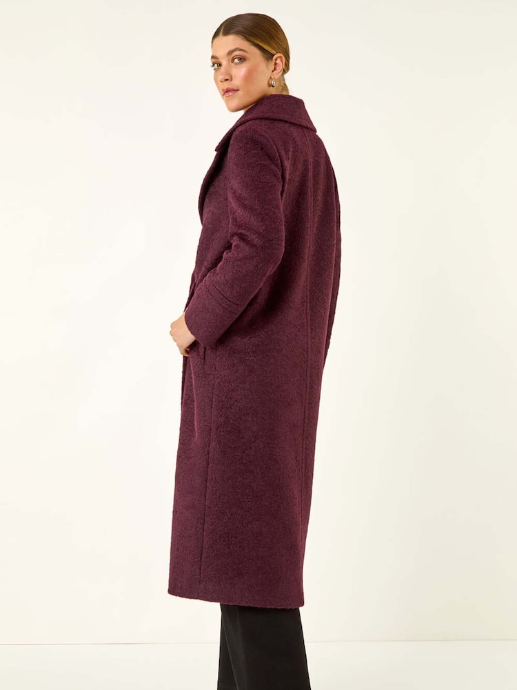 Roman Red Textured Buttoned Boucle Coat - Image 2 of 5 Roman Red Textured Buttoned Boucle Coat - Image 2 of 5