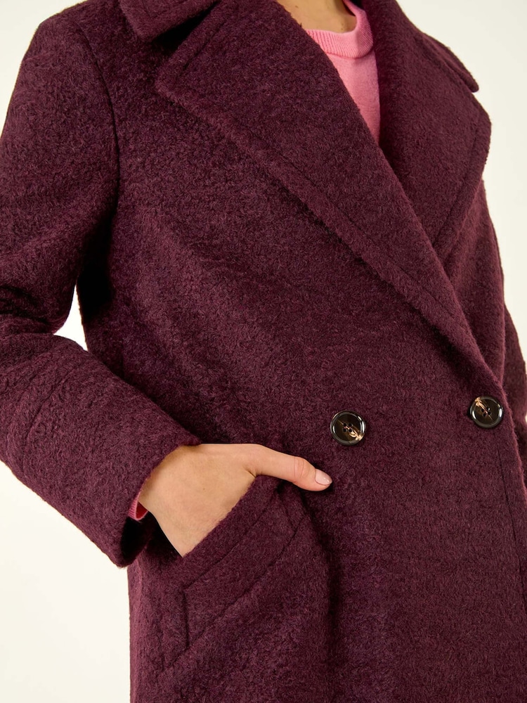Roman Red Textured Buttoned Boucle Coat - Image 5 of 5 Roman Red Textured Buttoned Boucle Coat - Image 5 of 5