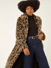 Roman Brown Premium Animal Faux Fur Coat - Image 2 of 6