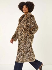 Roman Brown Premium Animal Faux Fur Coat - Image 3 of 6