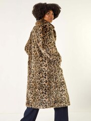 Roman Brown Premium Animal Faux Fur Coat - Image 4 of 6