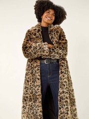 Roman Brown Premium Animal Faux Fur Coat - Image 5 of 6