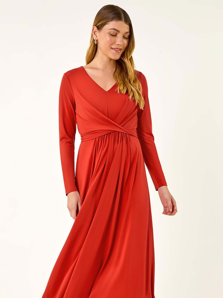 orange twist dress Women's Burnt Orange Linen Look Twist Bandeau Shift Dress