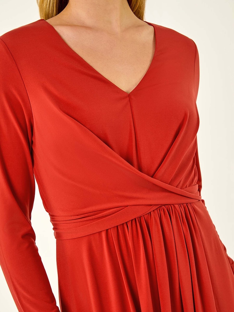 Roman Orange Twist Front Stretch Midi Dress - Image 5 of 5
