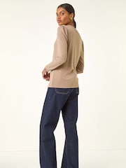 Roman Natural Ruched Button Stretch Jumper - Image 2 of 5