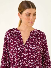Roman Red Floral Print Raglan Tunic Top - Image 4 of 5