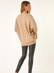 Roman Natural Floral Sequin V-Neck Knit Jumper - Image 3 of 5