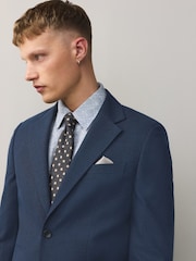 Navy Slim Fit Smart Textured Blazer - Image 1 of 11