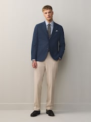 Navy Slim Fit Smart Textured Blazer - Image 2 of 11