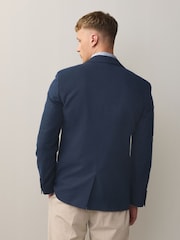 Navy Slim Fit Smart Textured Blazer - Image 4 of 11