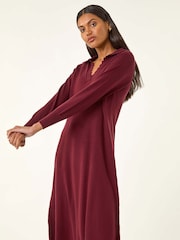 Roman Red Scallop Detail Knitted Midi Dress - Image 4 of 5