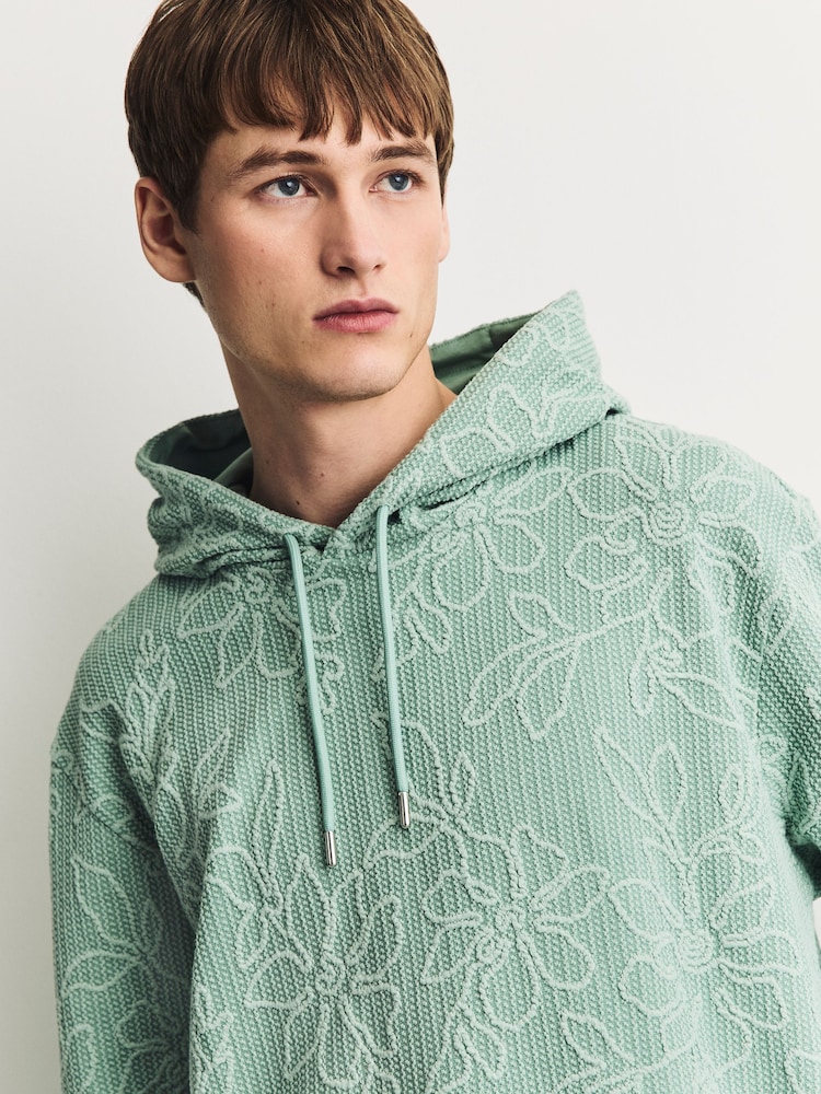 Salbeigrün - Lightweight Textured Floral Hoodie - Bild 1 von 6 Salbeigrün - Lightweight Textured Floral Hoodie - Bild 1 von 6
