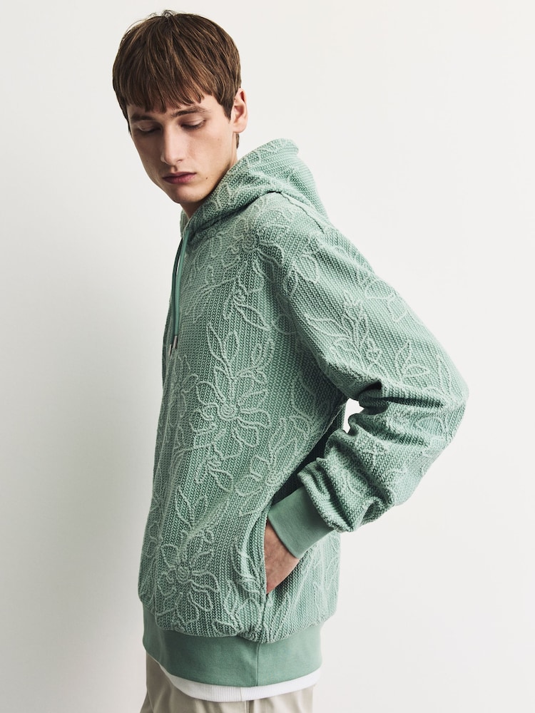 Salbeigrün - Lightweight Textured Floral Hoodie - Bild 2 von 6 Salbeigrün - Lightweight Textured Floral Hoodie - Bild 2 von 6