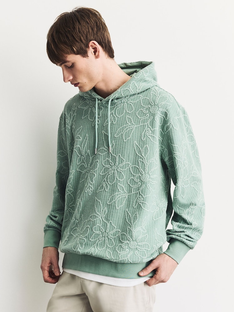 Salbeigrün - Lightweight Textured Floral Hoodie - Bild 6 von 6 Salbeigrün - Lightweight Textured Floral Hoodie - Bild 6 von 6