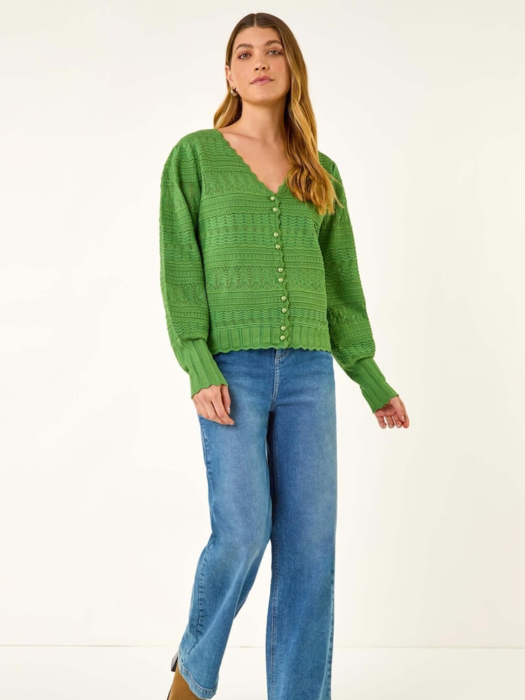 Roman Green Ribbed Button Up Knit Cardigan - Image 2 of 5 Roman Green Ribbed Button Up Knit Cardigan - Image 2 of 5