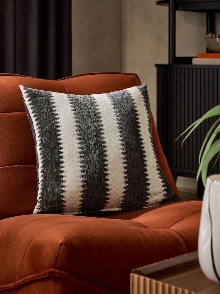 Black/White 50 x 50cm Zig Zag Stripe Cushion - Image 1 of 4
