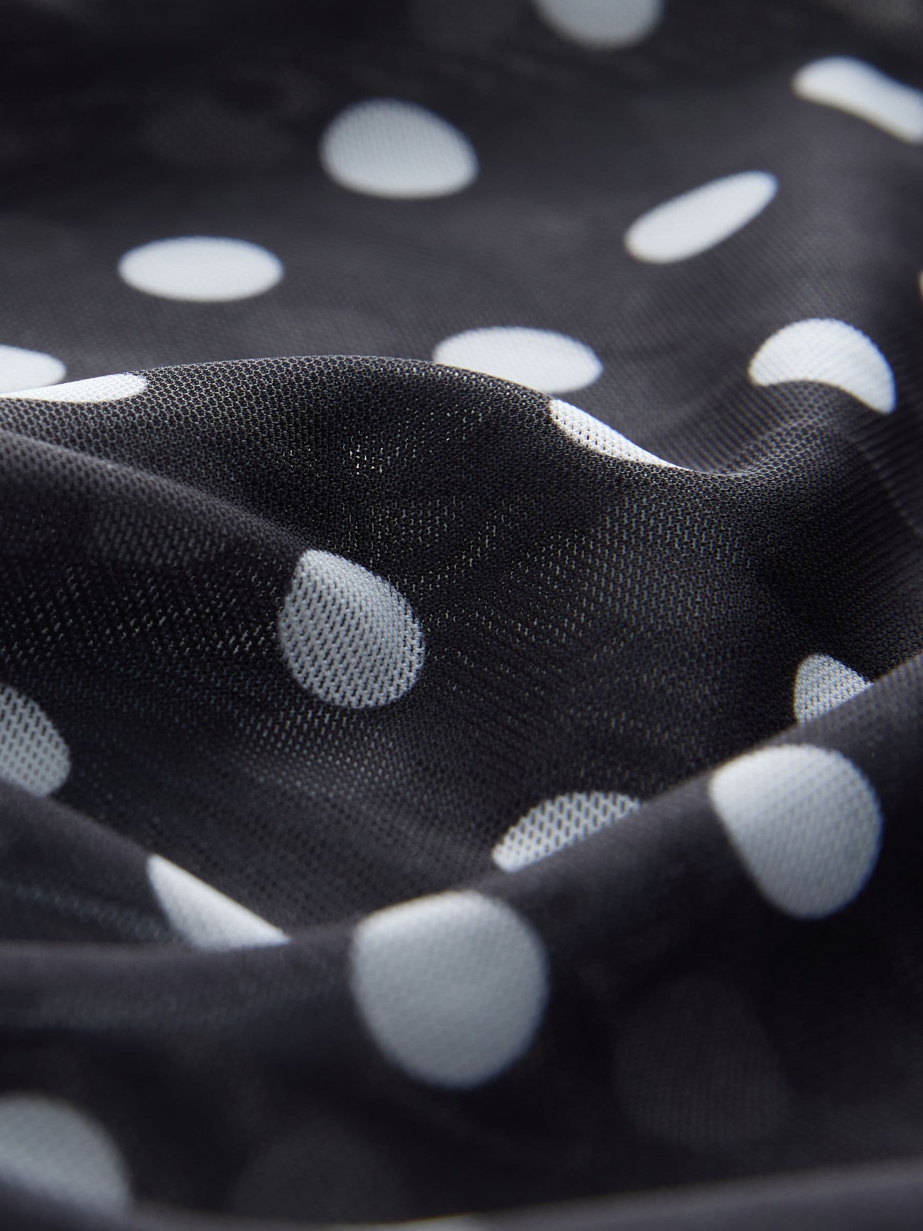 Buy Black/White Polka Dot Ruched Long Sleeved Mesh Top from Next