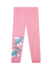 Character Pink The Smurfs Girls Long Sleeve Pyjamas - Image 5 of 12