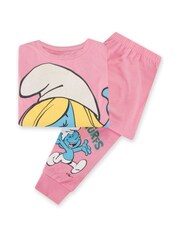 Character Pink The Smurfs Girls Long Sleeve Pyjamas - Image 6 of 12