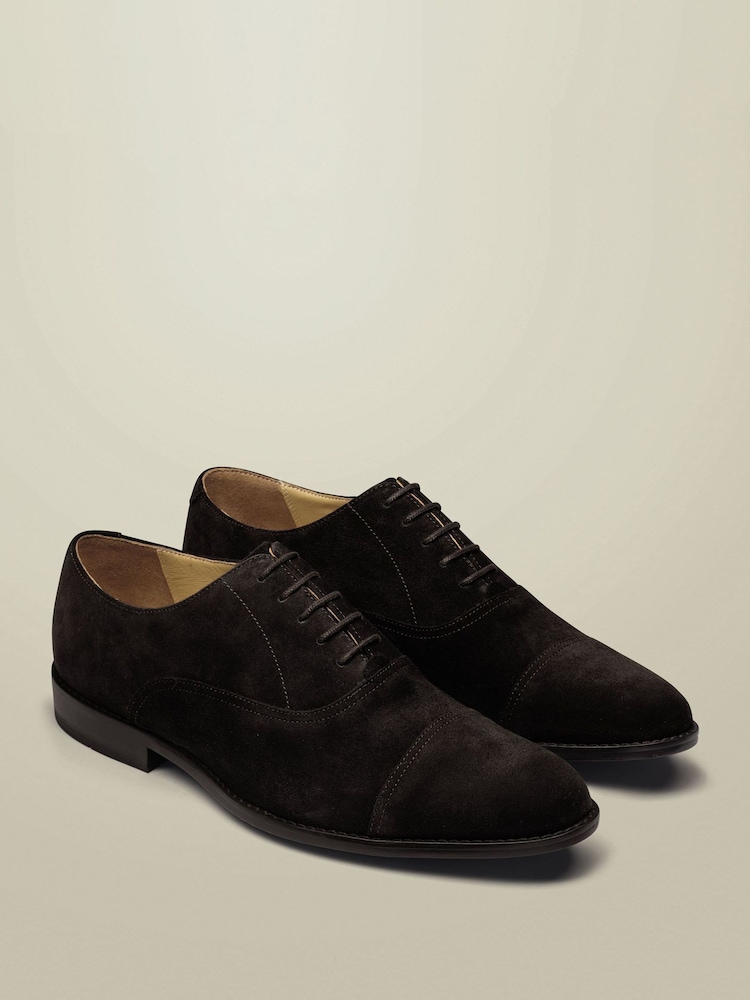 Charles Tyrwhitt Brown Dark Chocolate Suede Oxford Shoes - Image 2 of 4