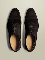 Charles Tyrwhitt Brown Dark Chocolate Suede Oxford Shoes - Image 3 of 4
