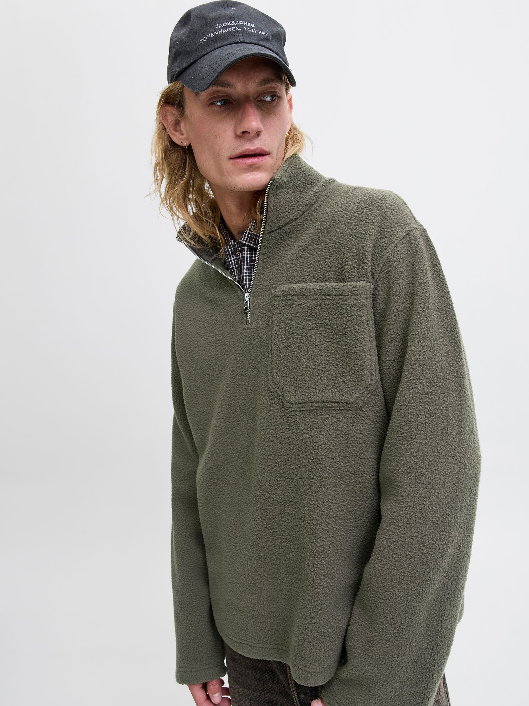 Satın al Kahverengi - JACK & JONES Yarım Fermuarlı Teddy Polar
