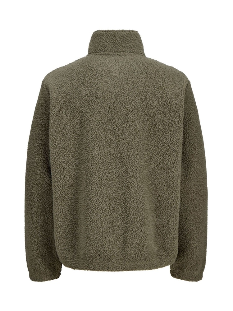 JACK & JONES Brown Half Zip Teddy Fleece - Image 2 of 4