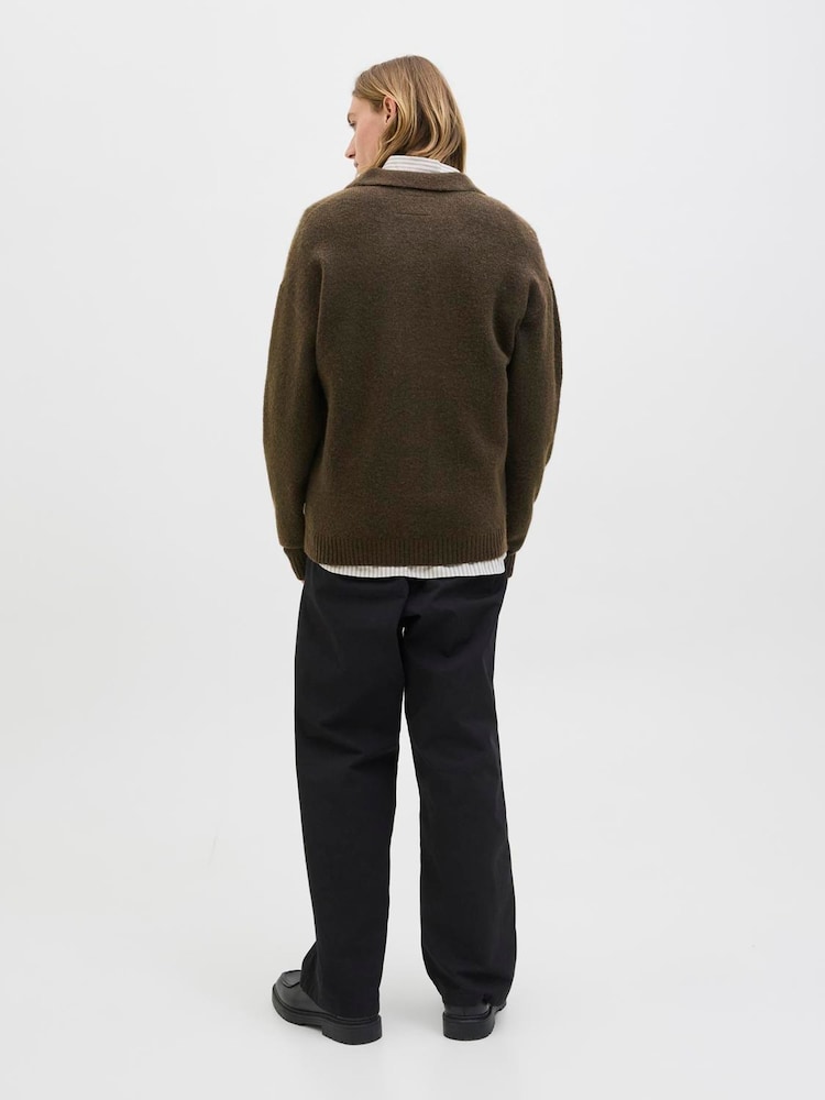 JACK & JONES Brown Long Sleeve Knitted Button Cardigan - Image 2 of 5 JACK & JONES Brown Long Sleeve Knitted Button Cardigan - Image 2 of 5