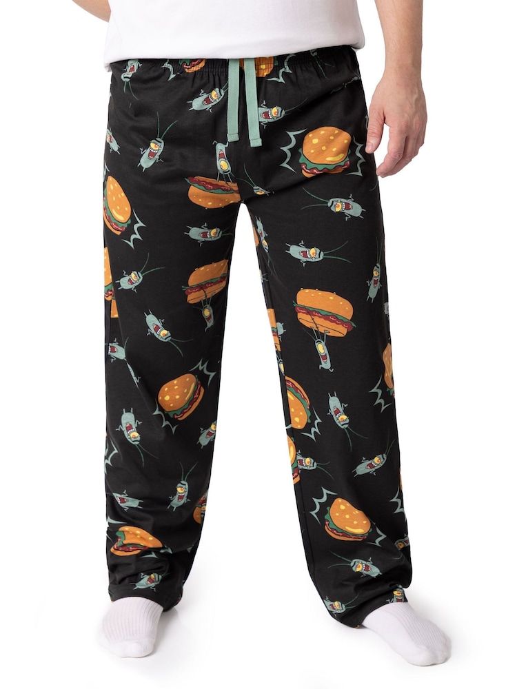 Vanilla Underground Black SpongeBob SquarePants Plankton Lounge Joggers - Image 1 of 6 Vanilla Underground Black SpongeBob SquarePants Plankton Lounge Joggers - Image 1 of 6
