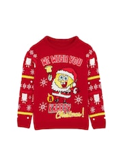 Vanilla Underground Red Sponge Bob Square Pants Christmas Jumper - Image 1 of 6