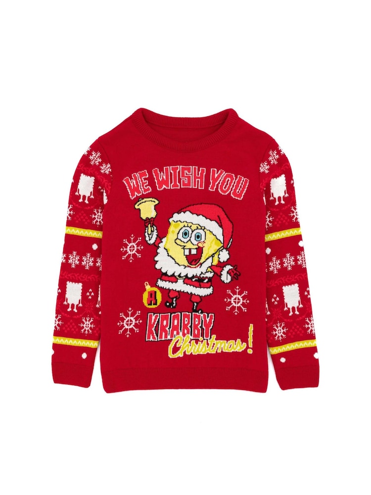 Vanilla Underground Red Sponge Bob Square Pants Christmas Jumper - Image 1 of 6