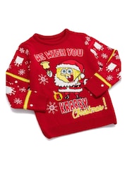 Vanilla Underground Red Sponge Bob Square Pants Christmas Jumper - Image 3 of 6