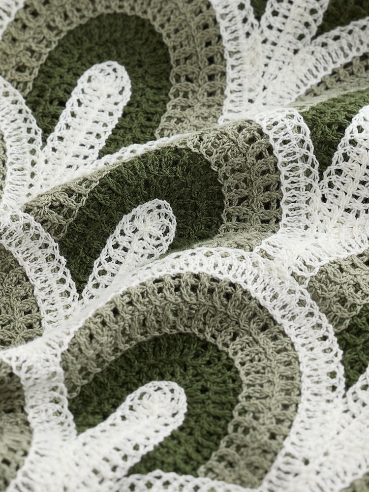 Weiß-grün - Relaxed Fit Pattern Crochet Knitted Shirt - Bild 2 von 7 Weiß-grün - Relaxed Fit Pattern Crochet Knitted Shirt - Bild 2 von 7