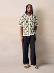 Weiß-grün - Relaxed Fit Pattern Crochet Knitted Shirt - Bild 3 von 7