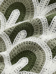 Weiß-grün - Relaxed Fit Pattern Crochet Knitted Shirt - Bild 7 von 7